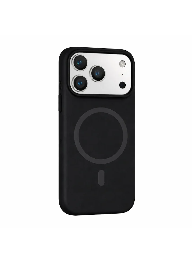 موبكوس جراب Mobcos iPhone 17 Pro Max أسود فاخر من السيليكون مع حلقة مغناطيسية وشحن لاسلكي | ملمس ناعم كالحرير | حماية مقاومة للصدمات بمعايير عسكرية | توافق مغناطيسي قوي | غطاء أنيق ونحيف